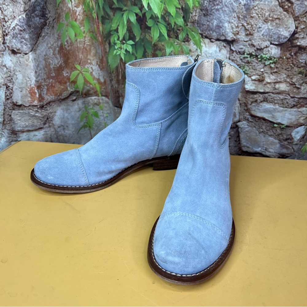 ILSE JACOBSEN Cloudy Blue Suede Leather Back Zip Ankle Boots, 37 - Picture 6 of 16